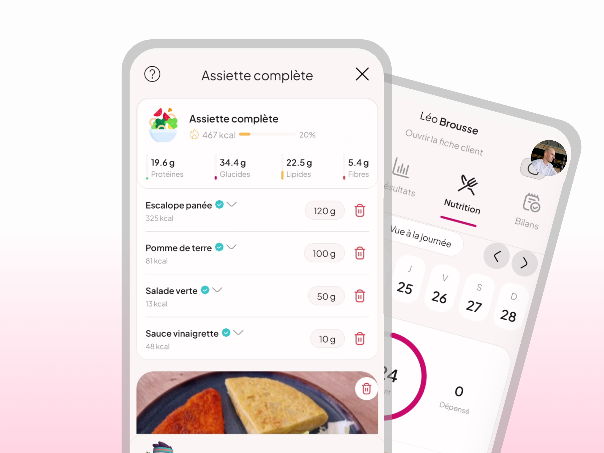 Tracker alimentaire IA de WellMate pour le coaching en ligne