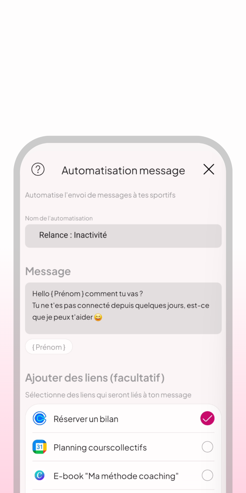 Messages de relance automatisés WellMate