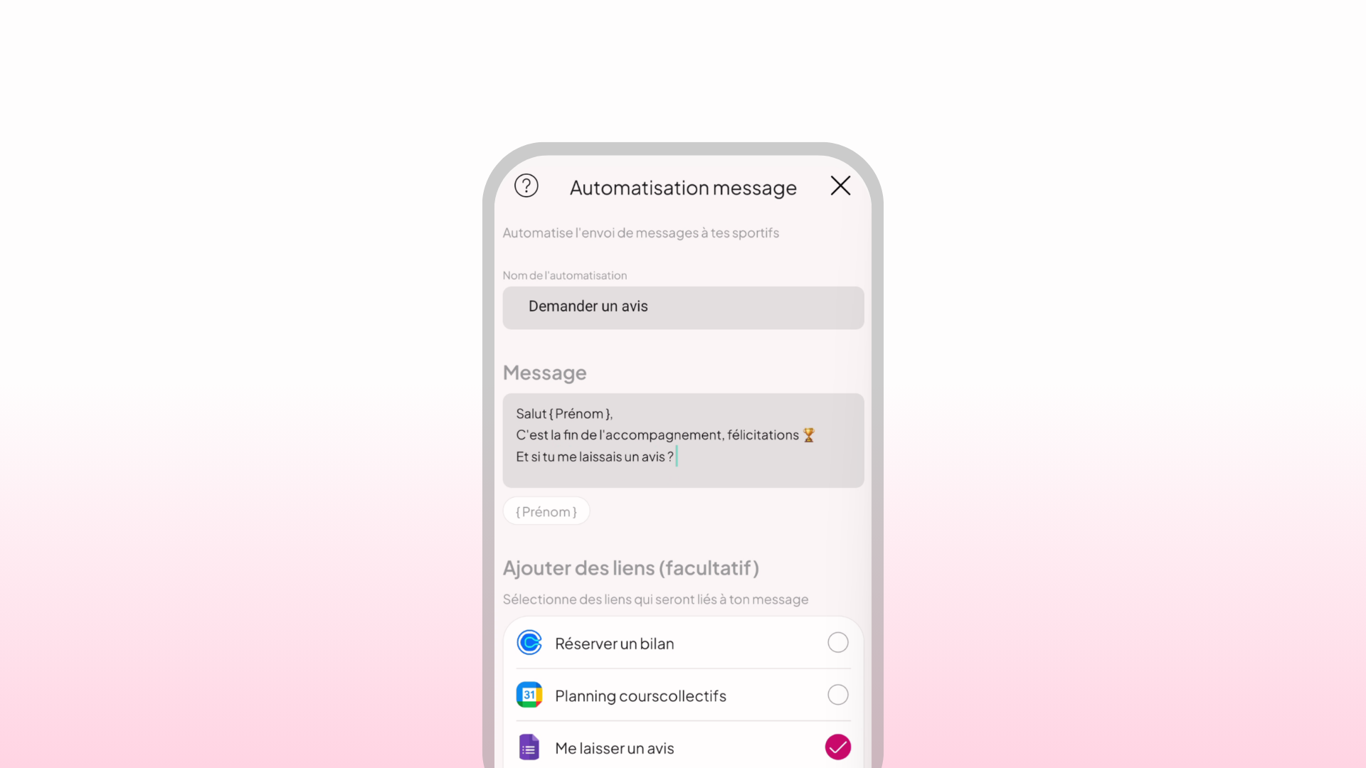 Automatisation de la gestion coaching dans WellMate