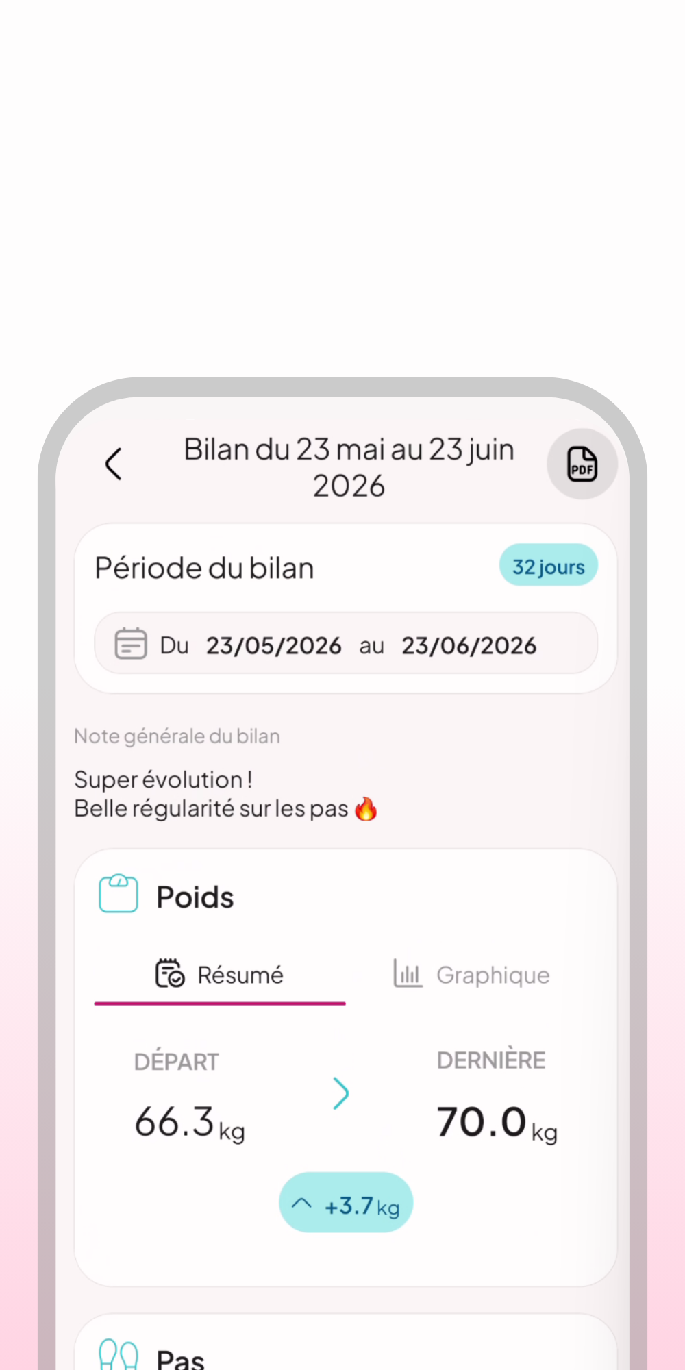 Export PDF des bilans WellMate