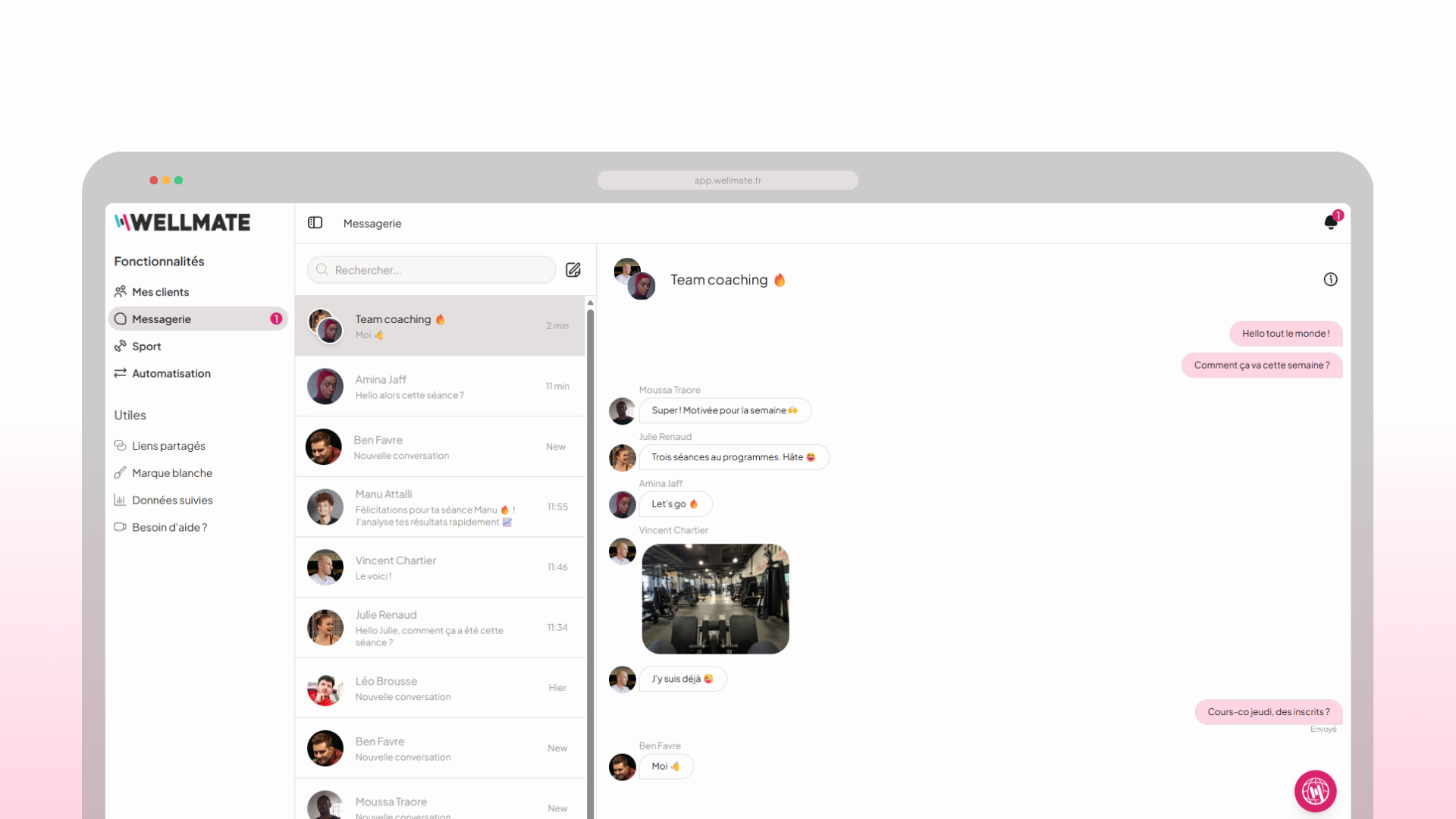 Groupes de discussion dans la messagerie WellMate