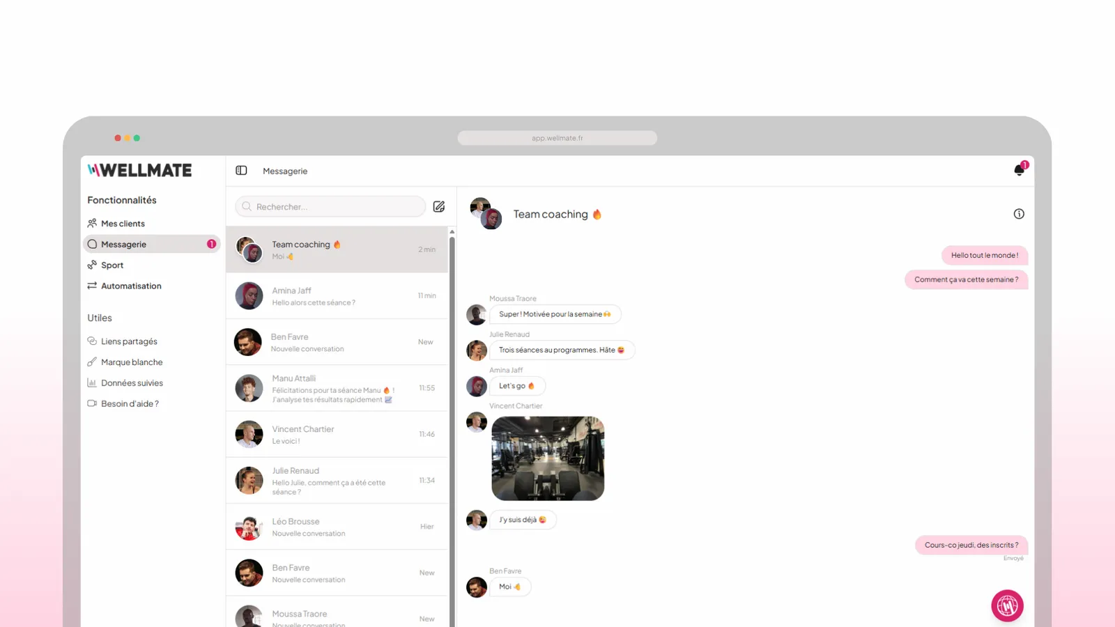 Group conversations in WellMate messaging