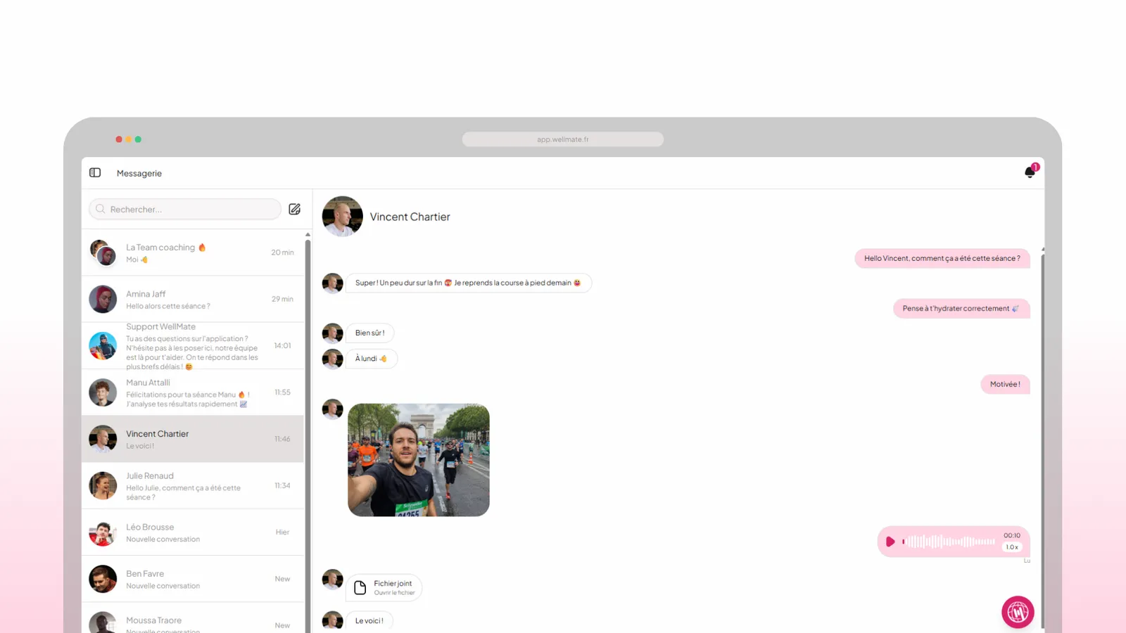 Media sharing in WellMate messaging