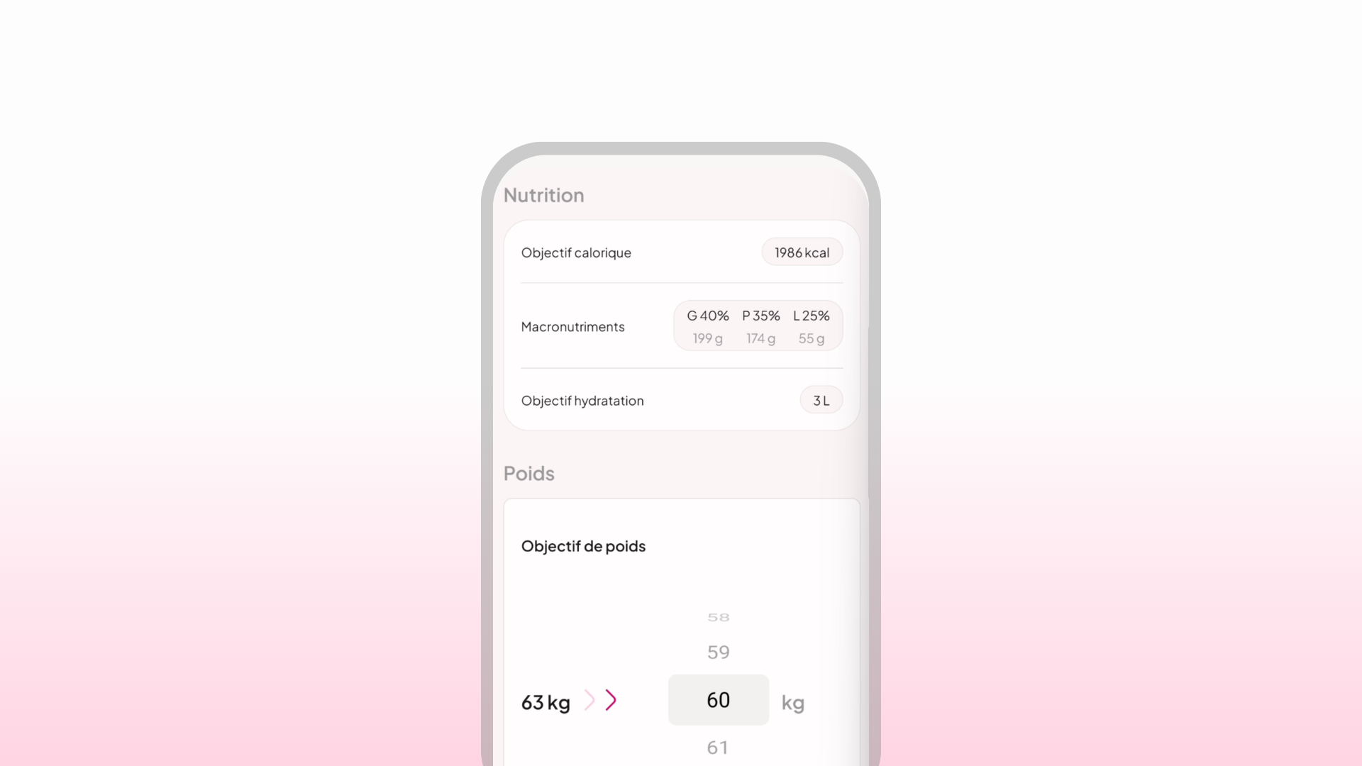 Tableau de bord nutritionnel WellMate