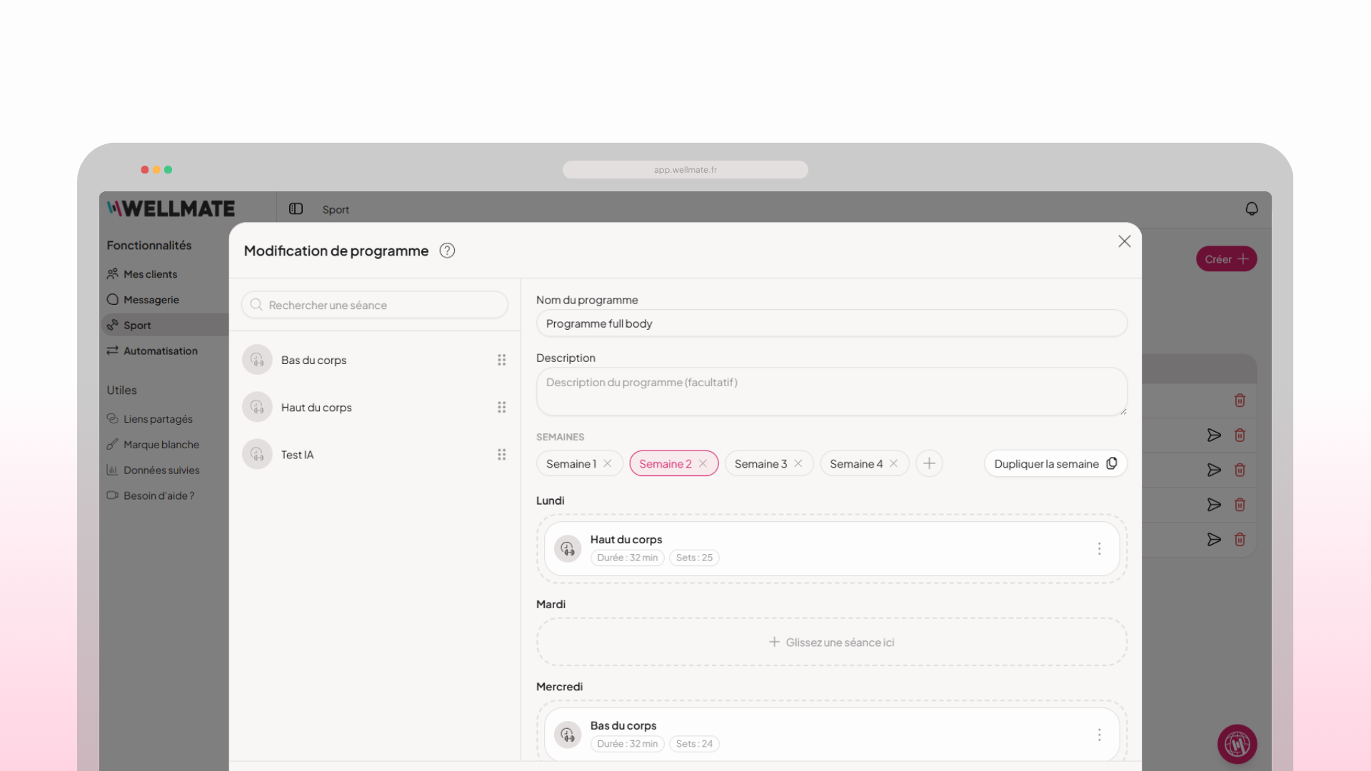 Programme multi-semaines dans WellMate