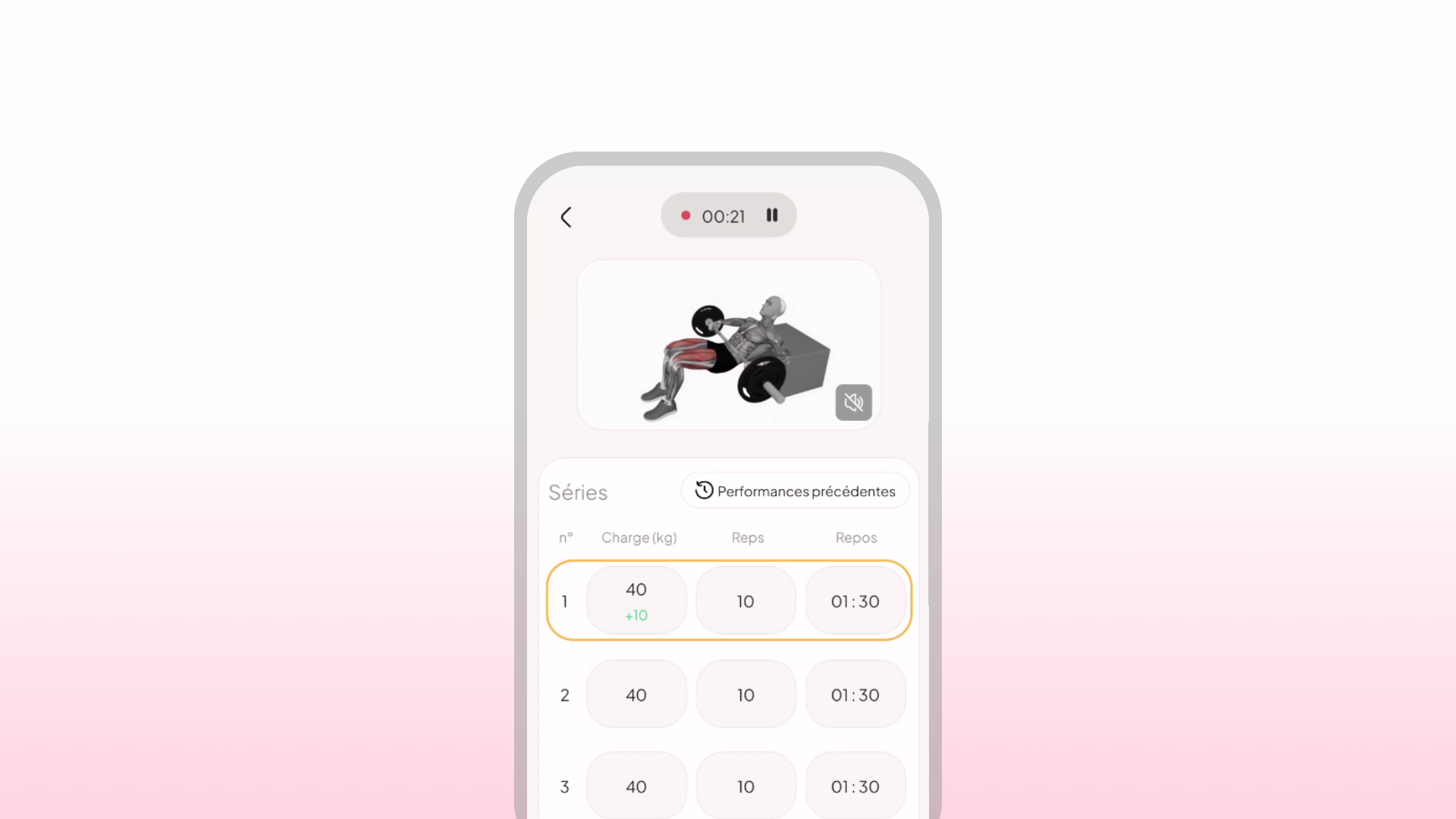 Interface de séance animée WellMate pour clients